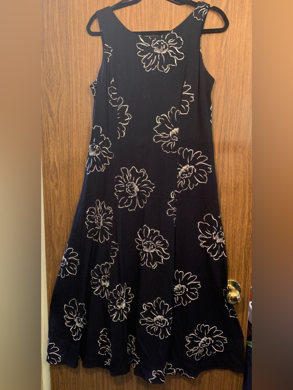 S.L. Fashions Black Maxi Dress with White Floral Print